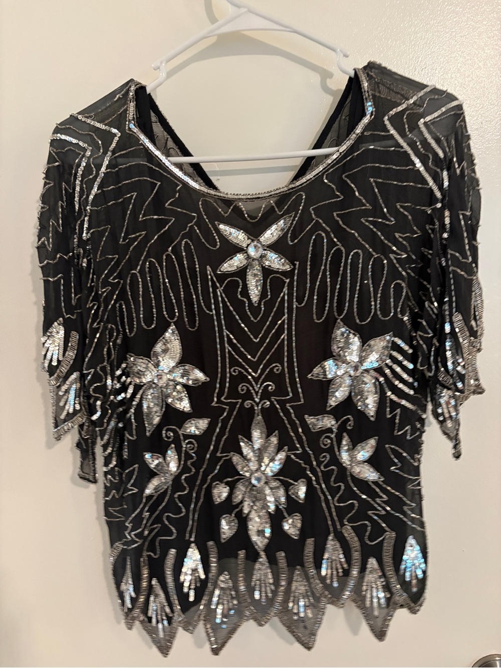 Vintage beaded black top
